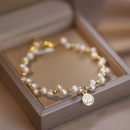 Pearl Bracelet with Coin Pendant