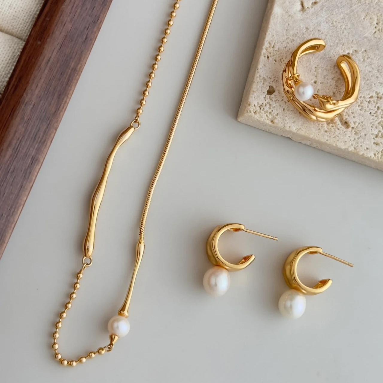 Wave Pearl Earrings