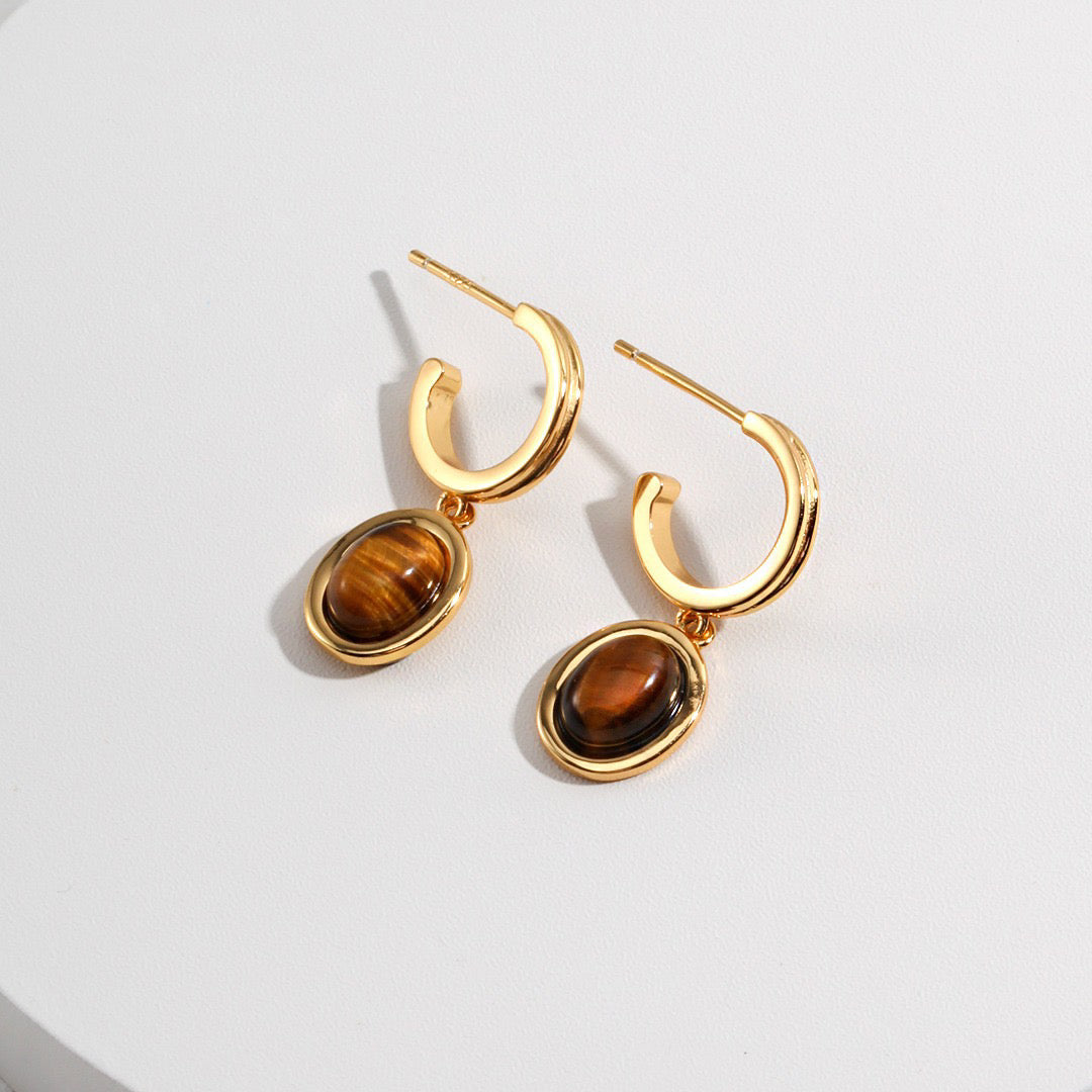 Tiger's Eye Stone Earrings