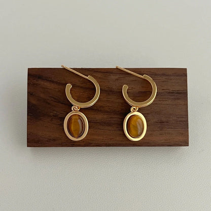 Tiger's Eye Stone Earrings